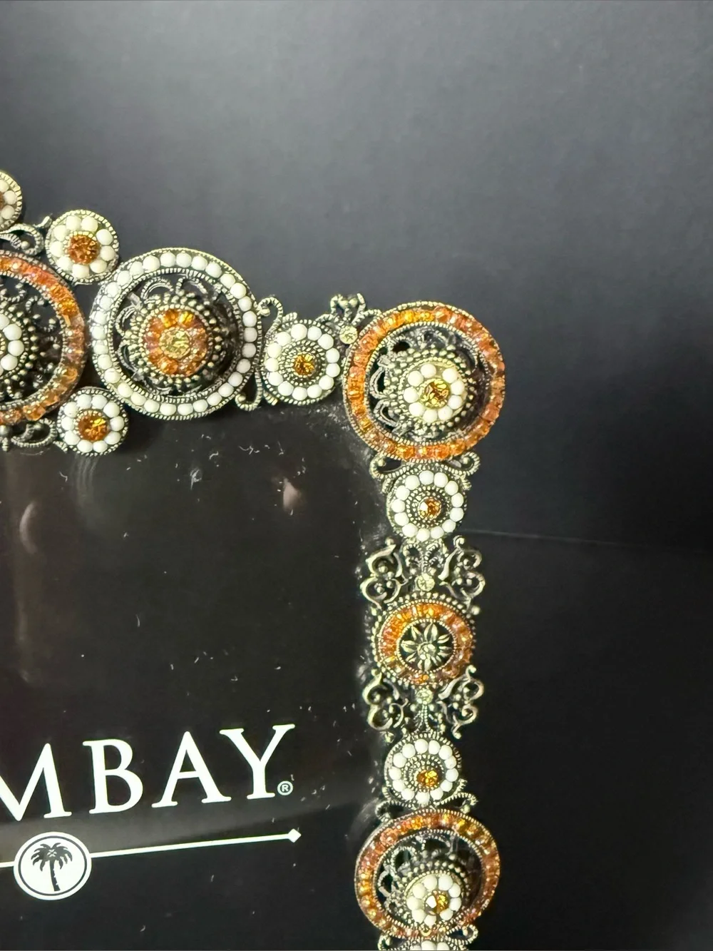 Vintage The Bombay Company 4x6 Crystal Ornate Art deco Picture Frame New no box